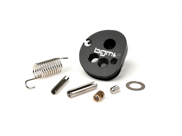 Throttle cable pulley -BGM Pro made by JPP, QUICK ACTION, aluminium CNC- Lambretta LI, LIS, SX, TV (series 2-3), DL, GP - anodised black