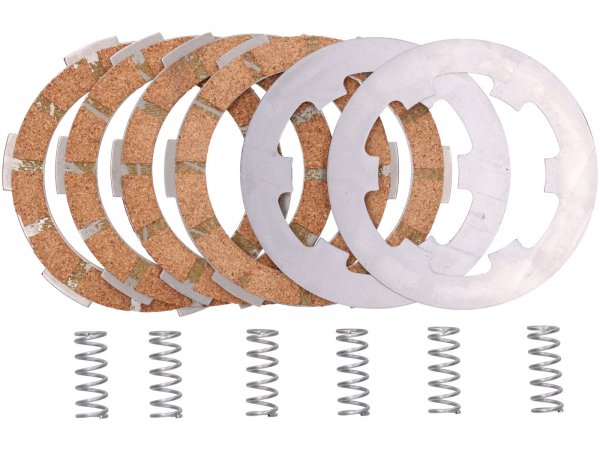 Clutch friction plate set -VESPA Smallframe- 4 friction plates type PK XL2 (incl. springs and steel plates)