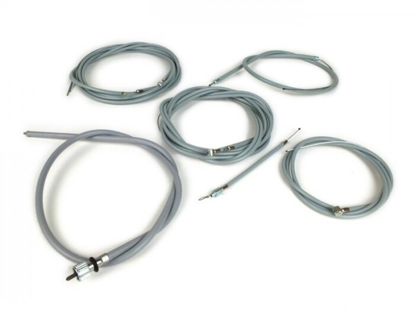 Jeu de cables -MADE IN ITALY- Vespa ET3, PV125 - PTFE gris (avec cable compteur)