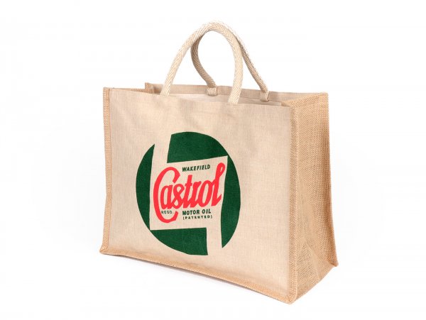 Carrying bag -CASTROL, Classic- jute, natural, short handles