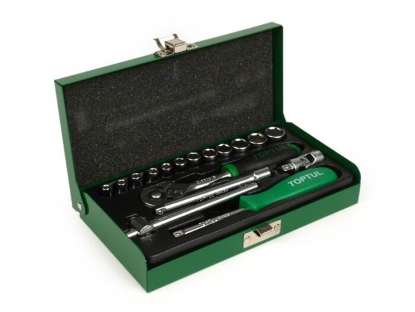 Caja de herramientas llave de tubo -TOPTUL 1/4"- 4mm-13mm - 17 pieza