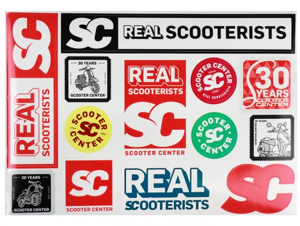 Sticker set -SCOOTER CENTER, REAL SCOOTERISTS, 30 YEARS stamp- DIN A5