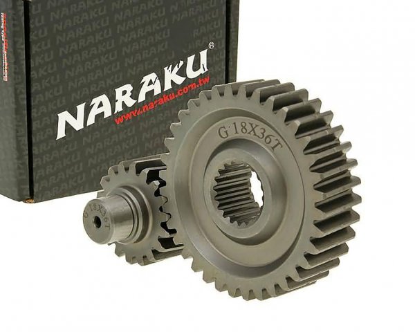 Getriebe sekundär -NARAKU- Racing 18/36 +35% für GY6 125/150ccm 152/157QMI