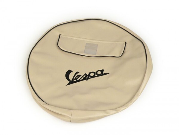 Spare wheel cover -OEM QUALITY Nylon- Vespa 3.50 - 10 - ivory, with pouch