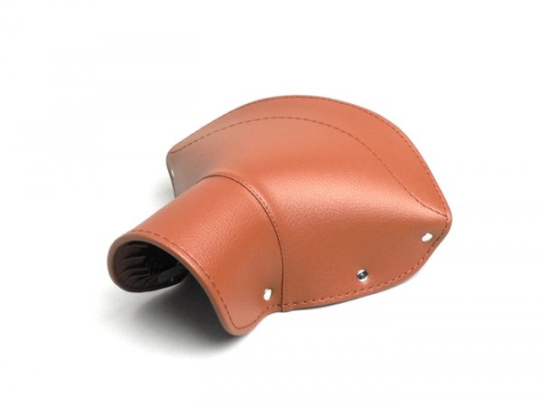 Saddle cover -LAMBRETTA front or rear- C, LC, D, LD - brown (triangular shape)