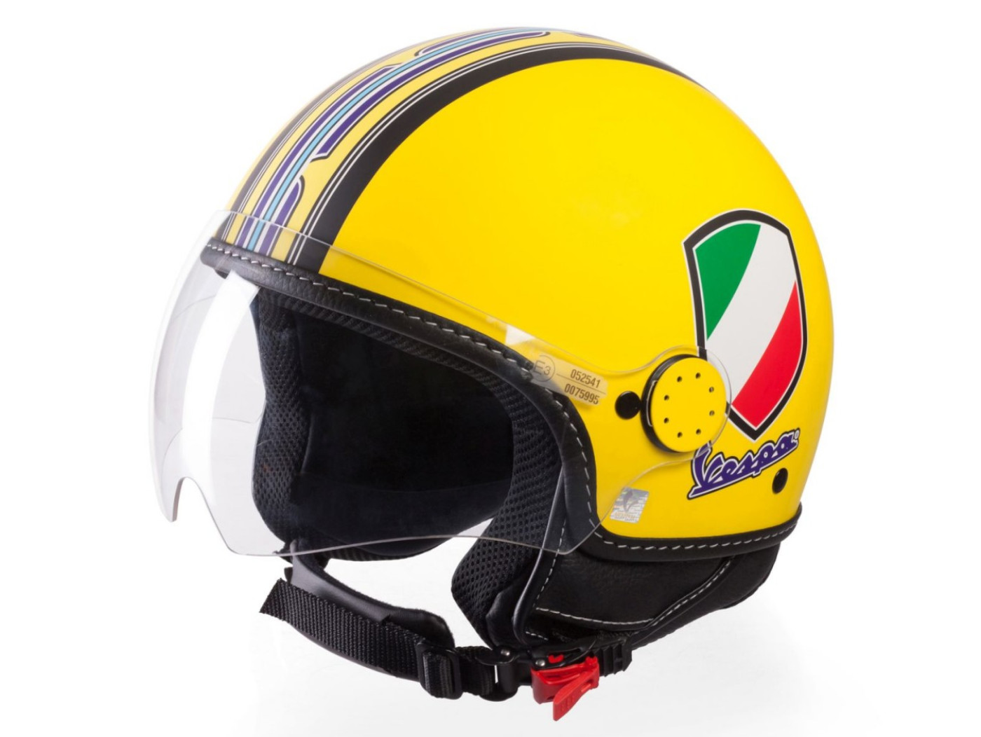 Helmet VESPA  open face  helmet V Stripes yellow purple 