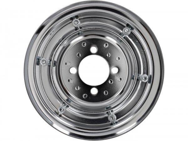 Wheel rim -FA ITALIA 2.10-8 inch, steel - Vespa (type 4 inner holes) - Wideframe V1-15, V30-33, VU, VM, VN, VNA, VNB, VB, VBA, VBB, Hoffmann, ACMA - chrome