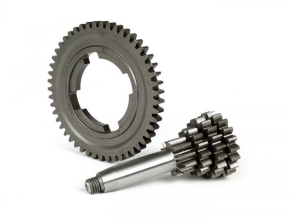 Gear cluster set incl. 4th gear with 49 teeth -BENELLI- Vespa V50, PV125, ET3, PK50, PK80, PK125 S-XL/XL2 - 10-14-17-20 teeth - compatible with genuine gear box, extra short 4th gear