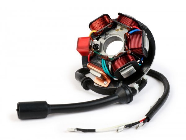 Ignition -BGM PRO stator HP V2.5 silicone- Vespa PK XL - 5 coils, 8-cable (round connector with 5-pin) - for vehicles with battery