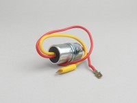 Capacitor -OEM QUALITY Ø=20mm, 2-wire (red cable=male spade connector)- Vespa Super, GT125 (VNL2T), GTR125 (VNL2T), TS125 (VNL3T), Sprint, Sprint Veloce, Rally180