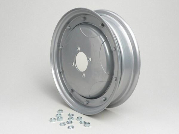 Cerchio ruota -SPAQ 2.10-10 pollici, acciaio, a stella- Vespa GS150 (VS1-4), Messerschmidt GS3 (VD1T, VD2T) - anche come cerchio ruota per conversione da 8 pollici a 10 pollici - argento