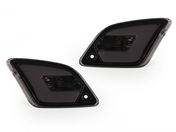 Par de intermitentes trasero -POWER 1 LED (2014-) con piloto trasero incl. (homologación de marcha E)- Vespa GT, GTL, GTV, GTS 125-300 - tintado negro