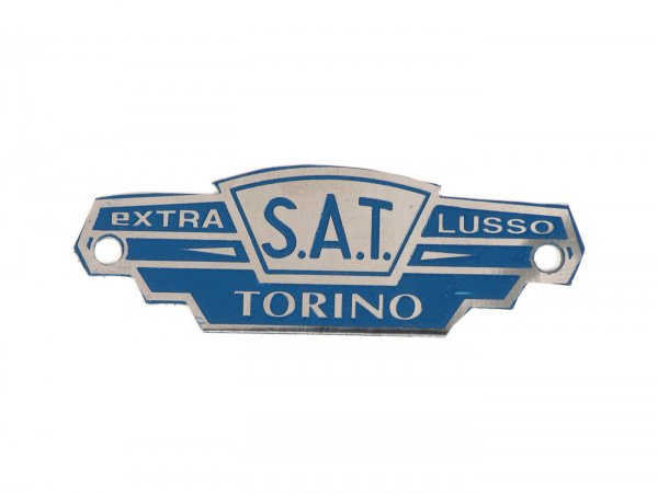Schriftzug Sitzbank Lambretta -S.A.T. TORINO- Extra Lusso - blau