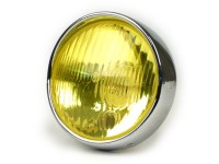Headlight -BOSATTA Ø=115/120mm- Vespa VNB3T till VNB6T, VBA1T, VBB1T till VBB2T, GS150 / GS3 (VS4T till VS5T), GS160 / GS4 (VSB1T) - yellow plastic glass, incl. headlight rim
