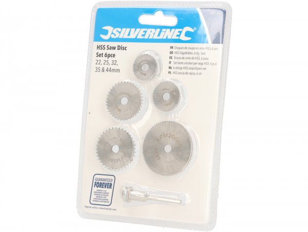 HSS saw blades for rotary grinder -SILVERLINE- 6-piece set D=22, 25, 32, 35 and 44mm