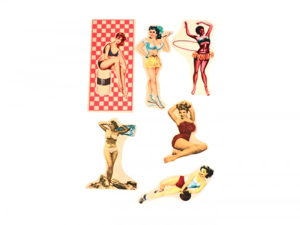 Water decals - theme "Pin up 1", sheet DIN A4 with 6 themes