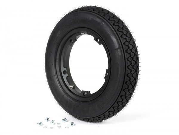 Wheel assembly (tyre mounted on rim ready to drive) -MICHELIN S83, tubeless, Vespa- 3.50 - 10 inch TL 59J (reinforced) - Wheel assemblyrim BGM PRO 2.10-10 Aluminium 2.10-10 black