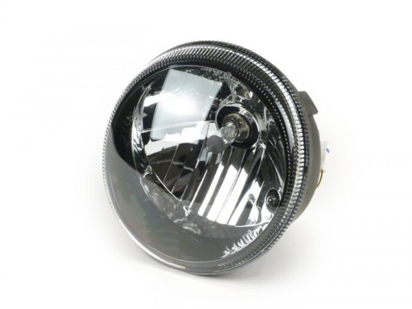 Optique de phare -QUALITÉ OEM- Vespa GTS i.e. Super 125-300 - teinte noire - (également compatible avec GT, GTS, GTL)