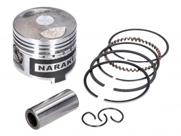 piston set -NARAKU- V.2 50cc 39mm CNC milled piston skirt grooves for 139QMB/QMA
