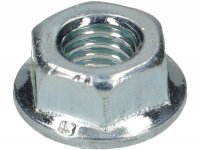 Nut with serrated flange -DIN 6923- M6 x 1.0 (used for cylinder head Piaggio 50cc 2-stroke, Minarelli 50cc (vertical cylinder), Morini 50cc (type AH))