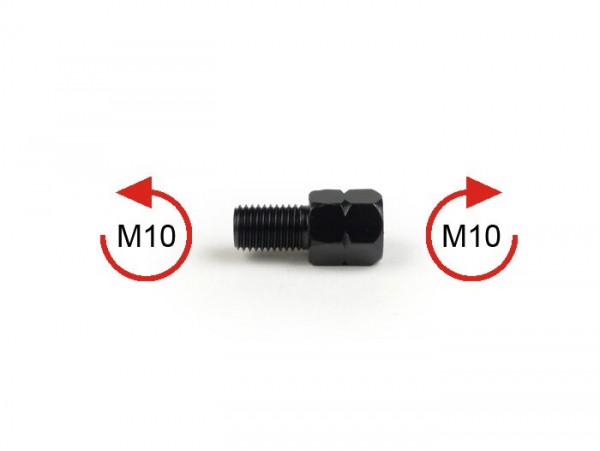 Mirror has right-hand thread M10 to be mounted in M10 left-hand thread