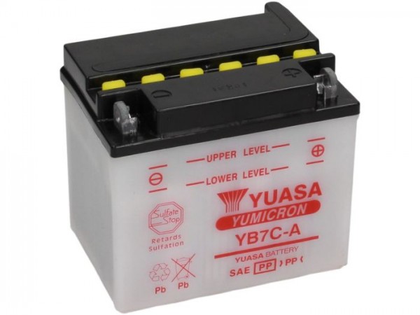 Batterie -Standard YUASA YB7C-A- 12V, 7Ah - 130x90x115mm (ohne Säure)