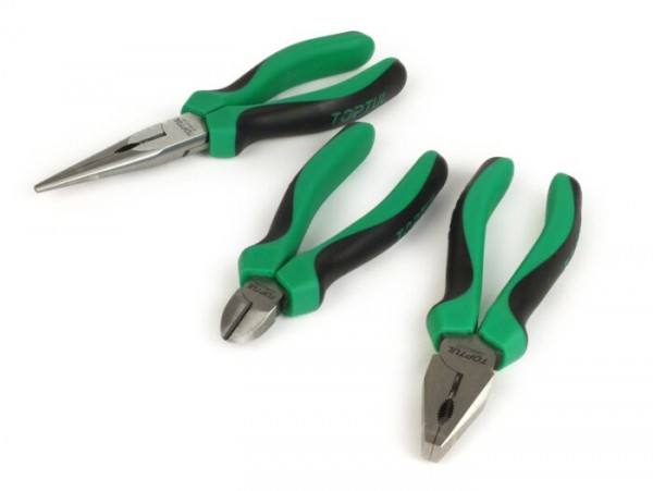 Pliers set -TOPTUL- Combination pliers, Diagonal cutting pliers, Mechanics’ Pliers - 3 pcs