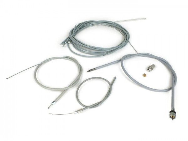 Jeu de cables -MADE IN ITALY- Vespa Rally180 (VSD1T), Rally200 (VSE1T), Sprint - PTFE gris