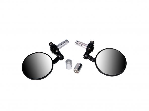 handle bar end mirror set aluminum CNC -101 OCTANE- black round