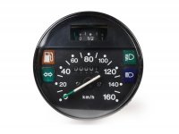 Speedometer -PREMIUM- Vespa Ø=105mm - PX Lusso, T5 Classic, My, 2001, 2011 - 160km/h - black - also suitable for Vespa PK50/80 S Lusso, PK XL, PK125 ETS
