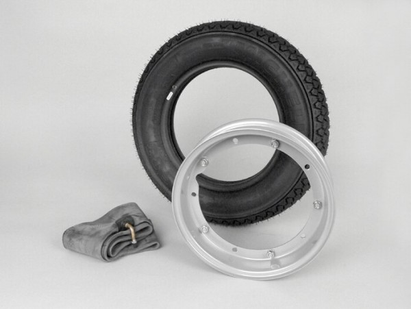 Kit complet pneu -VESPA MICHELIN S83- 3.50 - 10 pouces TL 59J (renforcé) - jante 2.10-10 gris
