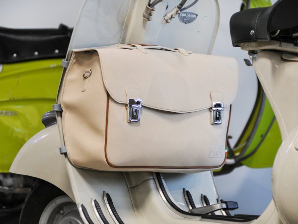 Leg shield bag, leather, inside, beige -M&R, Made in Italy- Vespa VM, VN, VL, VB