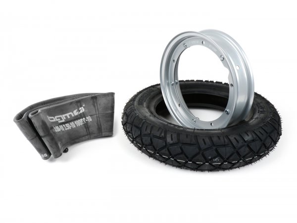Kit neumático -VESPA HEIDENAU K58- 3.50 - 10 pulgadas TL 59M (reforzado) - llanta 2.10-10 gris