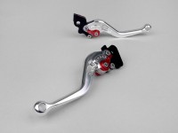 Brake and clutch lever set -ADJUSTABLE, PM TUNING sport- Vespa PX (1998-) - silver