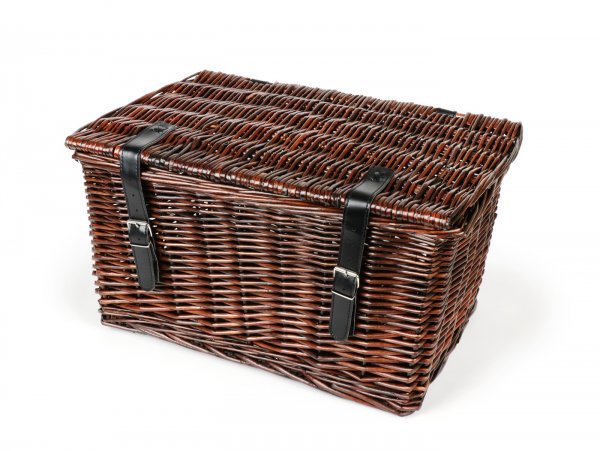 Basket - wicker basket with lid -OEM QUALITY 47x31x25cm- bicycle, scooter, vespa, moped - Color: Brown