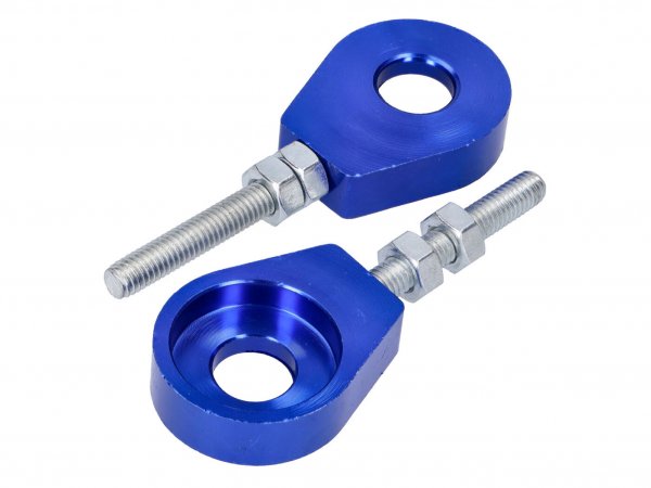 Tendeur de roue / tendeur de chaîne D=12mm set -101 OCTANE- aluminium anodisé bleu