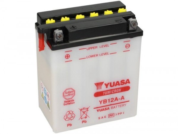 Batterie -Standard YUASA YB12A-A/12N12A-4A-1- 12V, 12Ah - 135x81x161mm (ohne Säure)