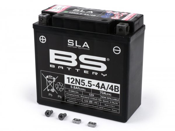 Batterie (SLA/gel), sans entretien -BS BATTERY 12N5,5-4B - 12V, 5Ah - 138x61x131mm