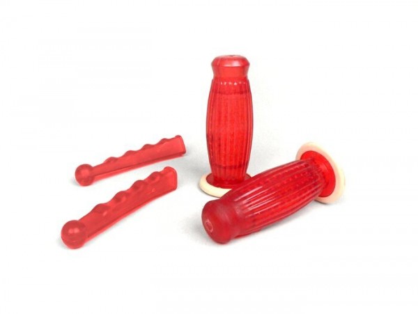 Pair of grips -BUBBLE Superflex + brake lever covers- Ø=22mm - red