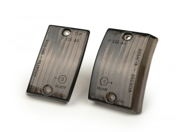 Pair of indicator lenses -BOSATTA- Vespa PK50 S, PK80 S, PK125 S front - black