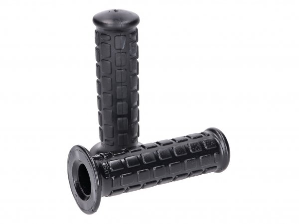 handlebar rubber grip set -101 OCTANE- short, block design black for automatic moped (22, 24mm)