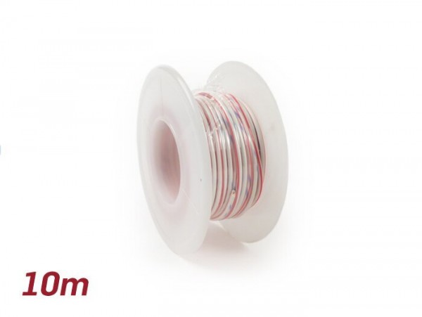 Câble électrique -UNIVERSEL 0,85mm²- 10m - blanc/rouge