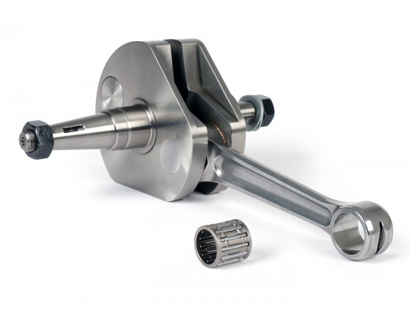 Crankshaft -KINGWELLE (reed valve, con rod Primatist)- 64mm stroke, 128mm con rod- Vespa PX - e.g. for Quattrini M232/M244