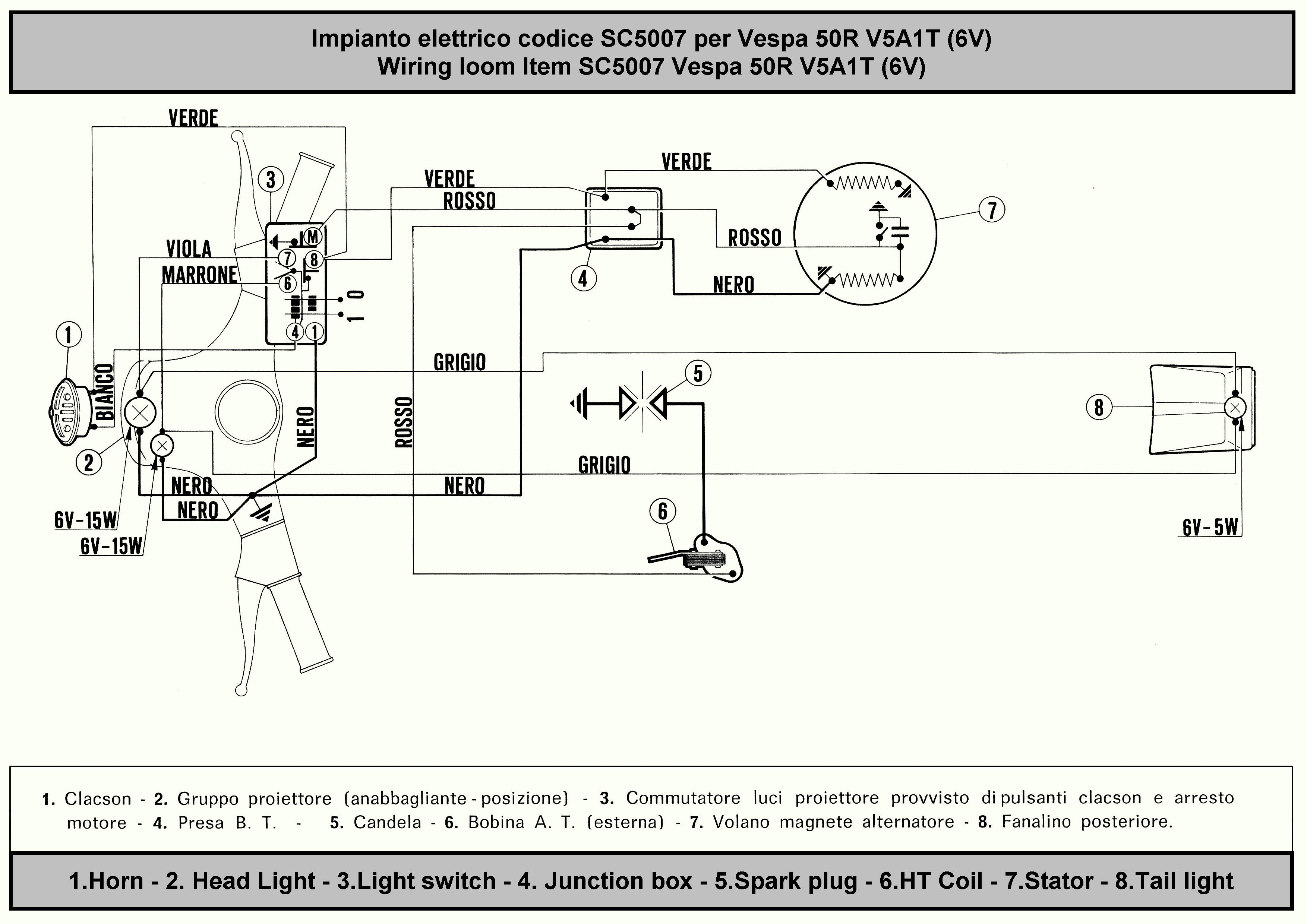 Impianto elettrico -PIAGGIO- Vespa V50 (V5A1T) | Cablaggi elettrici  completi | Ricambi elettrici | Telaio | Scooter Center