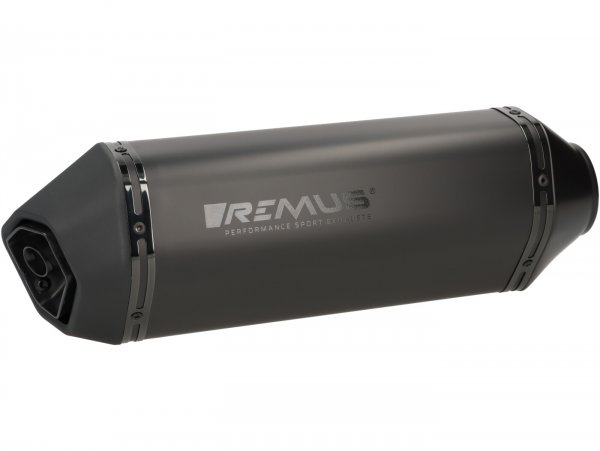 Silenciador -REMUS Slip-On NOTTE - Vespa GTS Super HPE 300 (Euro 5, ZAPMD3100, ZAPMD3101, ZAPMD3101) - acero inoxidable negro