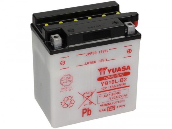 Batería -Standard YUASA YB10L-B2- 12V, 11Ah - 135x90x145mm - ácido no incl.