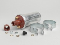 Ignition coil -CEAB 6Volt- Lambretta LD 125 (since 1956), LD 150, D 150, LI, LIS, SX, TV, DL, GP, J, Vespa V50 Elestart (V5B2T, V5A3T) - alloy housing (point set ignition)