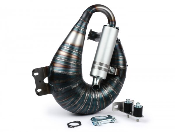 Exhaust -VMC Kifly 52 Ø=32mm- VMC GS56/58, ET6, ET7, M1B60, M1L60, Pinasco Zuera, Polini 135 Evolution, Malossi 136 MHR (52-62mm stud spacing)- Vespa ET3, PV125 - fits vehicles without luggage compartment