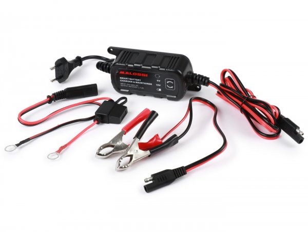Battery charger -MALOSSI- 6V, 12V - suitable for all common battery types
