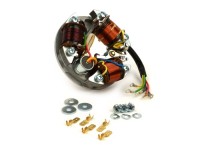 Encendido -VESPA soporte bobinas completo (encendido con platino, 5 cables, 6V, 3 bobinas, platinos largos)- Vespa V90 (V9A1T), 90 Racer (V9SS2T), SS90 (V9SS1T), V100 (UK/US, V9B1T), V125 (VMA1T), PV 125 (VMA2T)